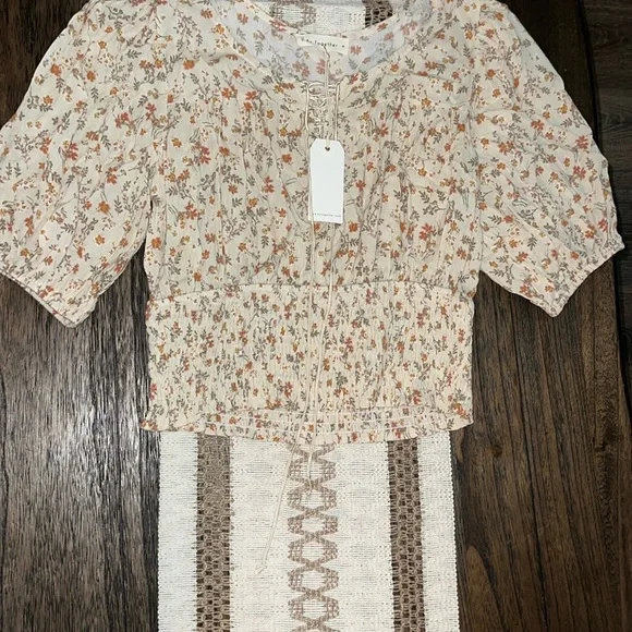 Together Floral Blouse in Beige and Orange - Picture 2 of 6